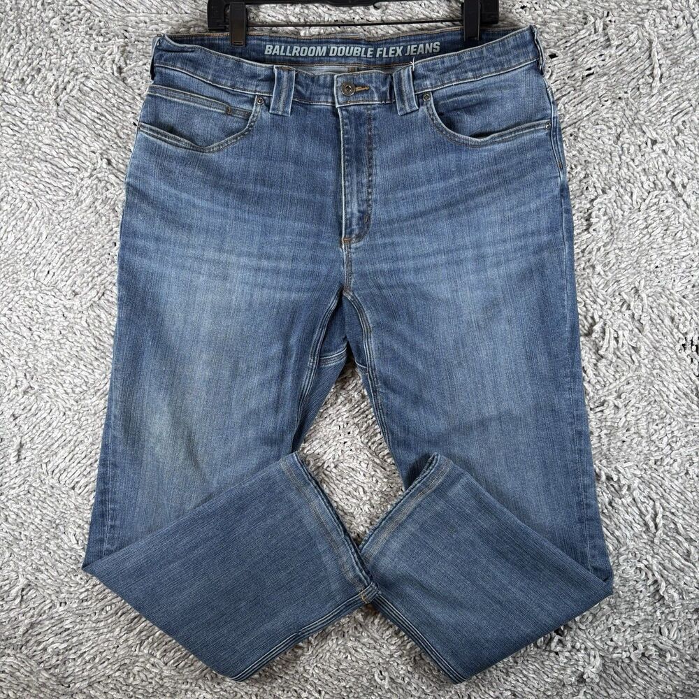 Duluth Ballroom Double Flex Jeans Men's Size 38x30 Slim Fit Blue Denim Utility